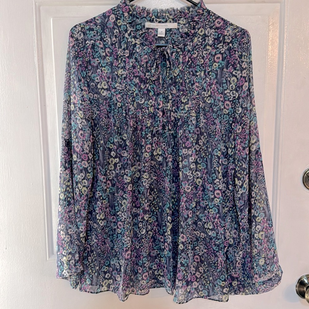 Lauren Conrad LC Blue and Purple Floral Blouse